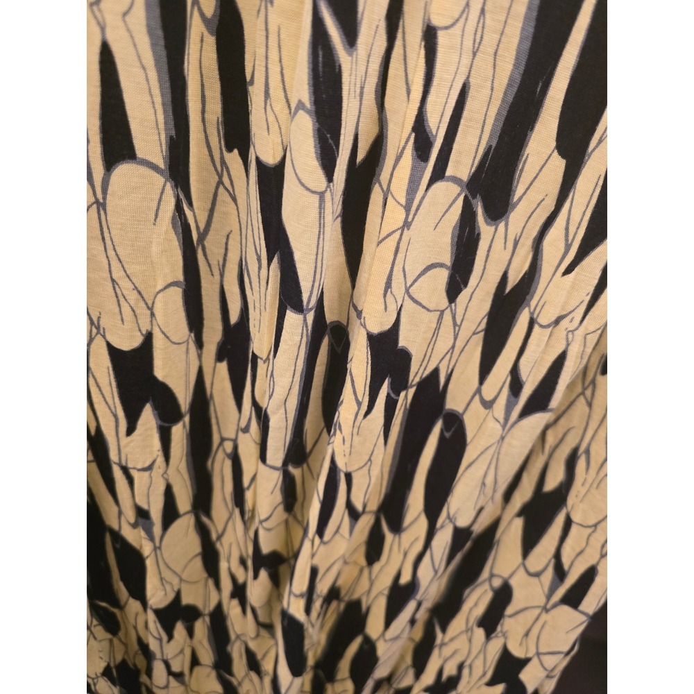 The Pyramid Collection Yellow Black Abstract Print Tunic Dress V-Neck Pockets S